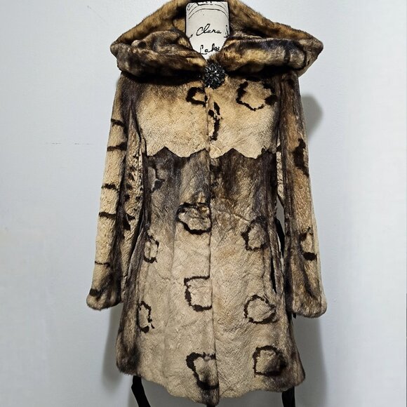 New Real Semi-sheared Mink Fur Coat Jacket Blazer Tan Cinnamon Beige Brown Print - Picture 3 of 8